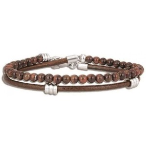 Bracelet Officina 1986 Double Rangs Oeil De Taureau Cuir Marron - Oi015 - Marque Officina