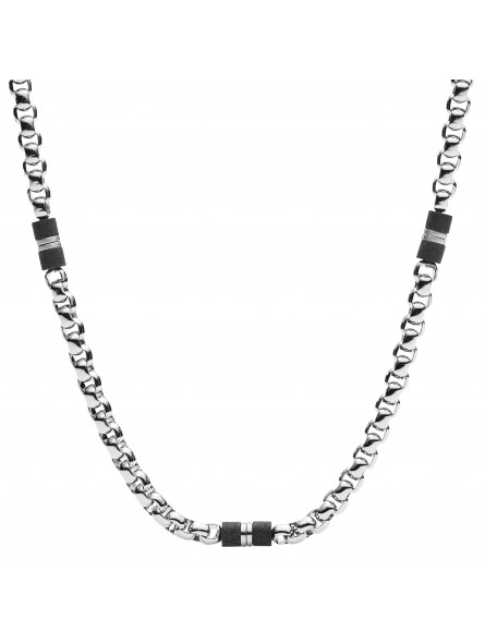 Collier Fossil Acier Argenté Collection Black Elements Jf03314040