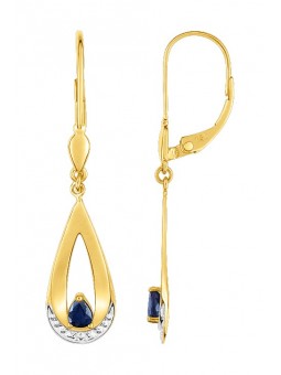 Boucles D'Oreilles Saphirs Et Or Jaune 750/000
