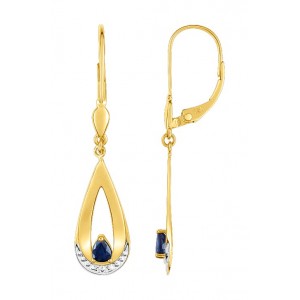Boucles D'Oreilles Saphirs Et Or Jaune 750/000