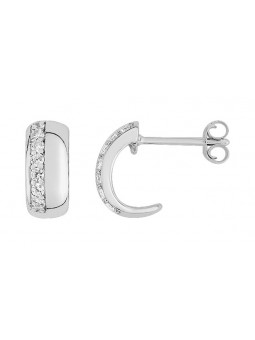 1/2 Créoles Oxydes Asws36Z - Marque Collection Elsass Bijouterie  Argent 925/1000 - Couleur Blanc Oxyde De Zirconium
