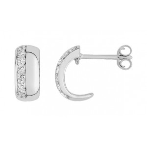 1/2 Créoles Oxydes Asws36Z - Marque Collection Elsass Bijouterie  Argent 925/1000 - Couleur Blanc Oxyde De Zirconium
