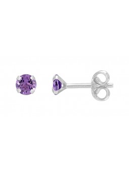 Boucles d'oreilles Améthyste or 375 blanc