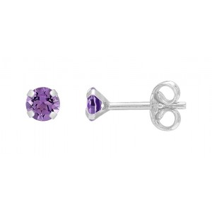 Boucles d'oreilles Améthyste or 375 blanc