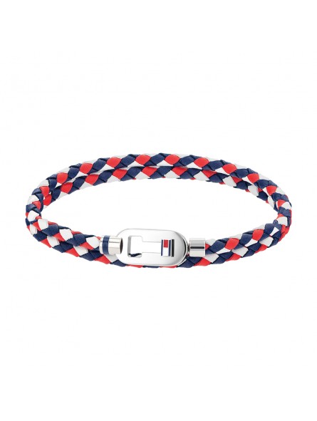 Bracelet Homme Tommy Hilfiger Cuir tressé tricolore avec motif acier