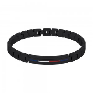 Bracelet Homme Tommy Hilfiger Iconic maille acier noir Réf 2790312