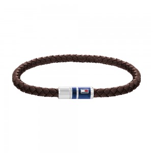 Bracelet Homme Tommy Hilfiger Casual cuir tressé marron Réf 2790295