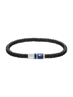 Bracelet Homme Tommy Hilfiger Casual cuir tressé noir Réf 2790293S