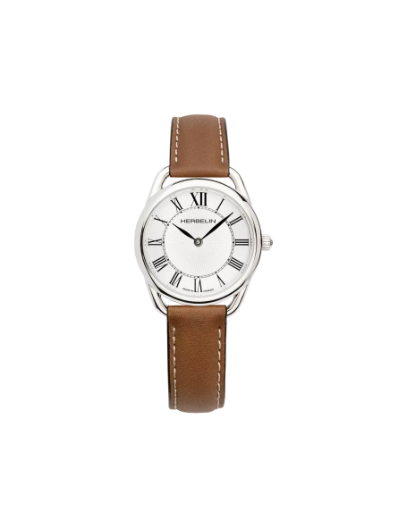 Montre Femme HERBELIN Equinoxe Argent Blanc Acier Cuir - 17497AP08GD