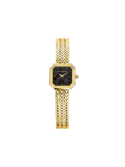 Montre Femme HERBELIN Octogone Noir Acier PVD Or Jaune - 17436BP49