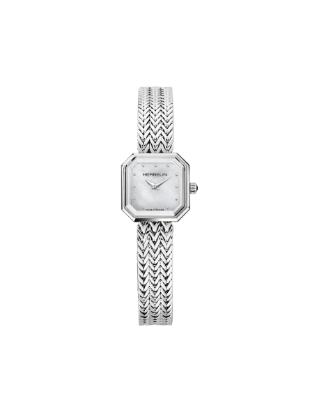 Montre Femme HERBELIN Octogone Nacre Blanc Acier - 17436B19 Montre Femme HERBELIN Octogone Nacre Blanc Acier - 17436B19