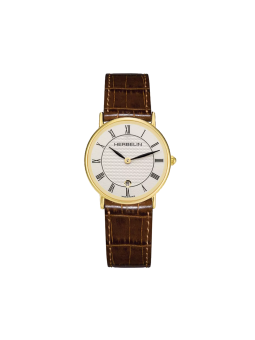Montre Femme HERBELIN Classique Blanc Acier PVD Or Cuir - 16845P08MA