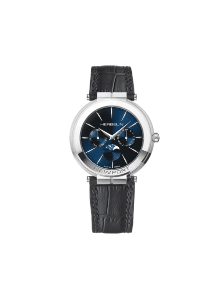 Montre Homme HERBELIN Newport Slim Bleu Cuir Noir - 12722AP15