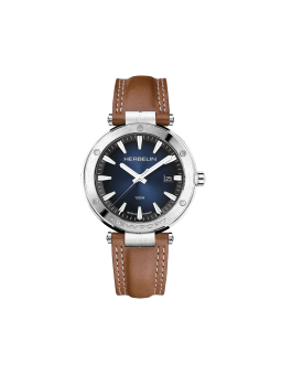Montre Homme HERBELIN Newport Bleu Acier Cuir Marron - 12288A15GD