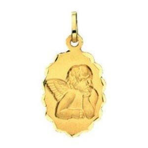 Pendentif Medaille Ange Ovale Dentelee 1000735 - Marque Collection Elsass Bijouterie  Or 750/1000 - Couleur Jaune -