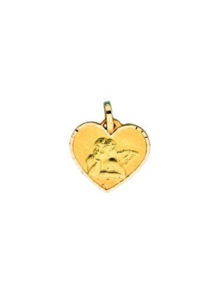 Pendentif Médaille Coeur Ange Cisele 1000759 - Marque Collection Elsass Bijouterie  Or 750/1000 - Couleur Jaune -