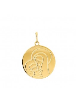 Pendentif Medaille Vierge A L'Enfant Ronde Or Jaune 1000795 - Marque Collection Elsass Bijouterie  Or 750/1000