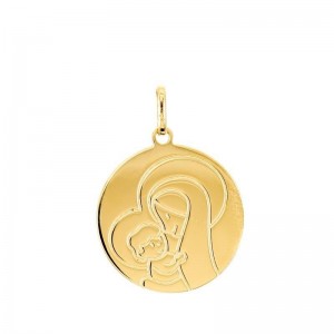 Pendentif Medaille Vierge A L'Enfant Ronde Or Jaune 1000795 - Marque Collection Elsass Bijouterie  Or 750/1000