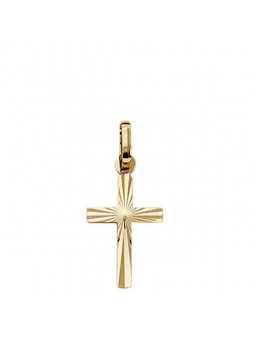 Boucles D'Oreilles Croix Plate Facetee 1000828 - Marque Collection Elsass Bijouterie  Or 750/1000 - Couleur Jaune -