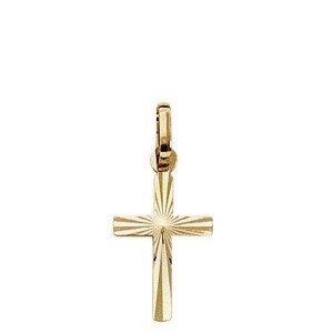 Boucles D'Oreilles Croix Plate Facetee 1000828 - Marque Collection Elsass Bijouterie  Or 750/1000 - Couleur Jaune -