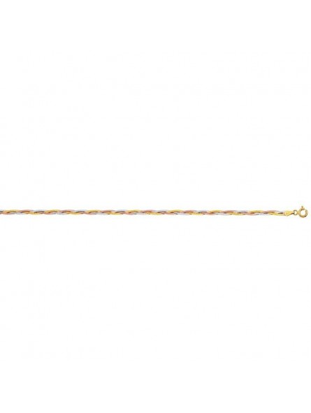 Bracelet Tresse 3 Fils Or Tricolore 1004549 - Marque Collection Elsass Bijouterie  Or 375/1000