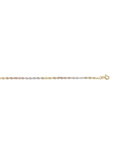 Collier Chaîne Singapour Tricolore 45 Cm 1004911 - Marque Collection Elsass Bijouterie  Or 375/1000 - Couleur Tricolore -