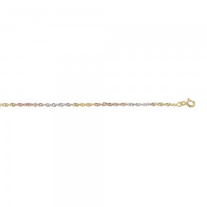 Collier Chaîne Singapour Tricolore 45 Cm 1004911 - Marque Collection Elsass Bijouterie  Or 375/1000 - Couleur Tricolore -