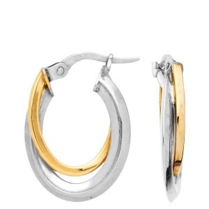 Boucles D'Oreilles Creole Bicolore 1005108 - Marque Collection Elsass Bijouterie  Or 375/1000 - Couleur Bicolore -