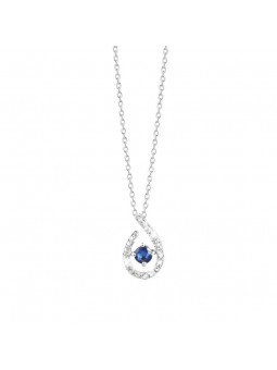Collier Diamants 0,004 Ct Saphir 0,10 Ct Or Blanc 1005918 - Marque Collection Elsass Bijouterie  Or 375/1000  Saphir