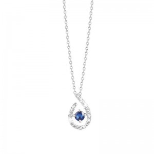 Collier Diamants 0,004 Ct Saphir 0,10 Ct Or Blanc 1005918 - Marque Collection Elsass Bijouterie  Or 375/1000  Saphir
