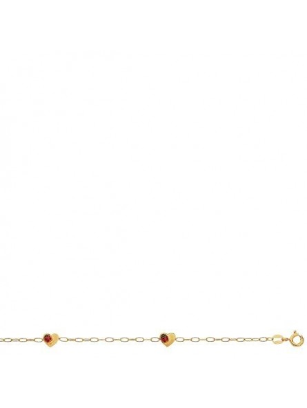 Bracelet Maille Forcat 3 Coeurs Coccinelles 1006738 - Marque Collection Elsass Bijouterie  Or 375/1000 - Couleur Jaune -