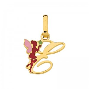 Pendentif Pendentif "E" Fee Email Sur Or Jaune 1006859 - Marque Collection Elsass Bijouterie  Or 375/1000