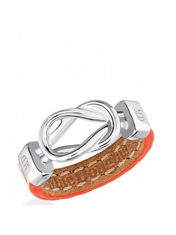 Bague Acier Noeud Cuir Orange