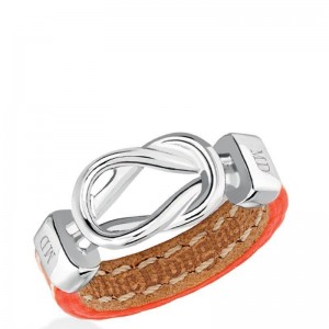 Bague Acier Noeud Cuir Orange
