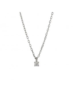 Collier Or Blanc Solitaire 4 Griffes Diamant Hp2 0,05 Ct 1008260 - Marque Collection Elsass Bijouterie  Or 375/1000  Diamant