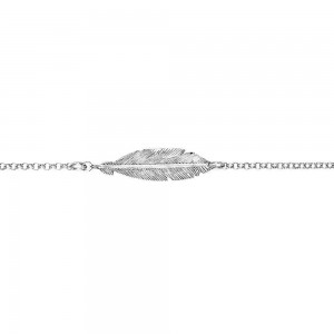 Bracelet Plume 16 Cm, Argent Rhodié 925 1009528 - Marque Collection Elsass Bijouterie   - Couleur Blanc