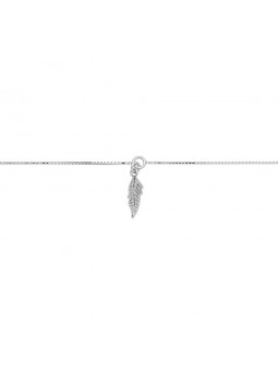 Collier Chaîne De Cheville Plume 22,5 et 2 Cm, Argent Rhodié 925 1009535 - Marque Collection Elsass Bijouterie   - Couleur Blanc