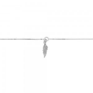 Collier Chaîne De Cheville Plume 22,5 et 2 Cm, Argent Rhodié 925 1009535 - Marque Collection Elsass Bijouterie   - Couleur Blanc