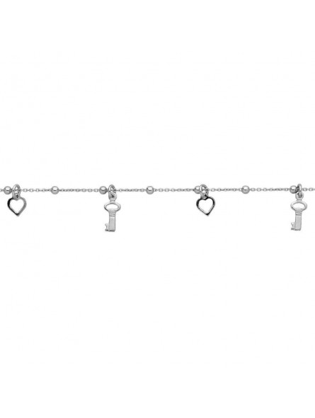 Collier Chaîne De Cheville Clés 24 et 2 Cm, Argent Rhodié 925 1009536 - Marque Collection Elsass Bijouterie   - Couleur Blanc