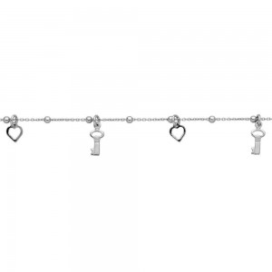 Collier Chaîne De Cheville Clés 24 et 2 Cm, Argent Rhodié 925 1009536 - Marque Collection Elsass Bijouterie   - Couleur Blanc