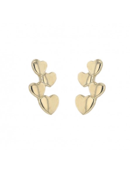 Boucles D'Oreilles Coeurs, Or Jaune 9K 1010333 - Marque Collection Elsass Bijouterie