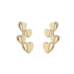 Boucles D'Oreilles Coeurs, Or Jaune 9K 1010333 - Marque Collection Elsass Bijouterie