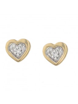Boucles D'Oreilles Coeurs, Diamant 0,008 Ct, Or Jaune 750 1010355 - Marque Collection Elsass Bijouterie    Diamant