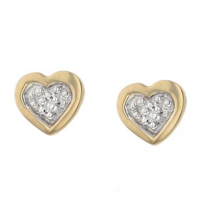 Boucles D'Oreilles Coeurs, Diamant 0,008 Ct, Or Jaune 750 1010355 - Marque Collection Elsass Bijouterie    Diamant