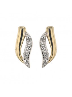Boucles D'Oreilles Fantaisie, Diamant 0,01 Ct, Or Jaune 9K 1010358 - Marque Collection Elsass Bijouterie