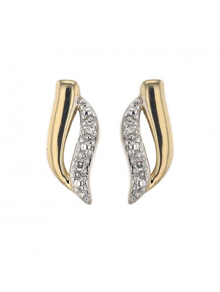 Boucles D'Oreilles Fantaisie, Diamant 0,01 Ct, Or Jaune 9K 1010358 - Marque Collection Elsass Bijouterie
