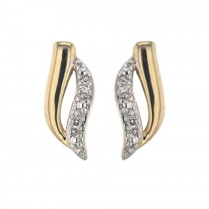 Boucles D'Oreilles Fantaisie, Diamant 0,01 Ct, Or Jaune 9K 1010358 - Marque Collection Elsass Bijouterie