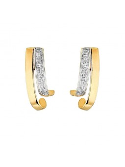 Boucles D'Oreilles Fantaisie, Diamant 0,01 Ct, Or Jaune 9K 1010360 - Marque Collection Elsass Bijouterie