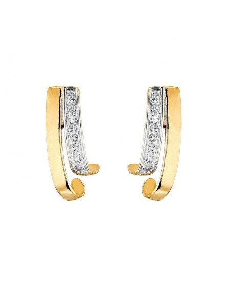Boucles D'Oreilles Fantaisie, Diamant 0,01 Ct, Or Jaune 9K 1010360 - Marque Collection Elsass Bijouterie