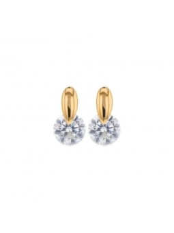 Boucles D'Oreilles Fantaisie, Oxyde, Or Jaune 9K 1010366 - Marque Collection Elsass Bijouterie    Oxyde De Zirconium